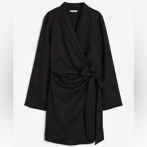 Linen Blend Wrapover Dress